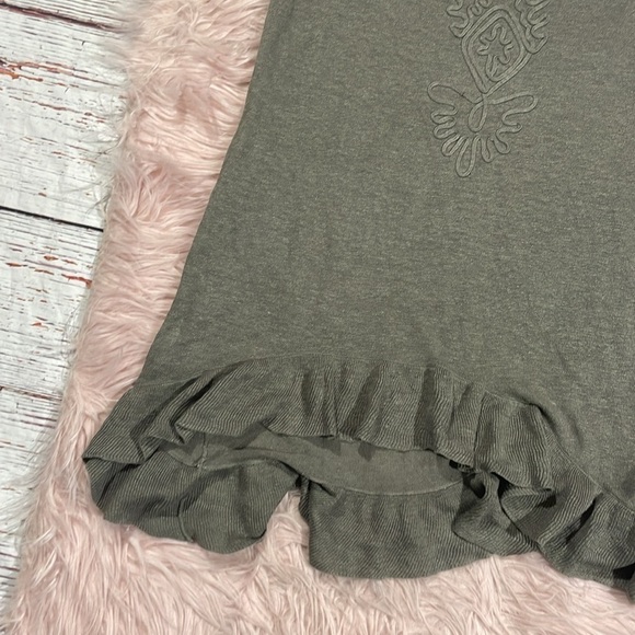 WRAP London Linen Embroidered Ruffle Trim Gray Tunic - Picture 6 of 9